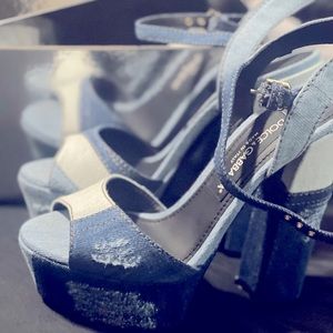 Authentinc Dolce and Gabanna Denim Patchwork heels. 6 inch heel.